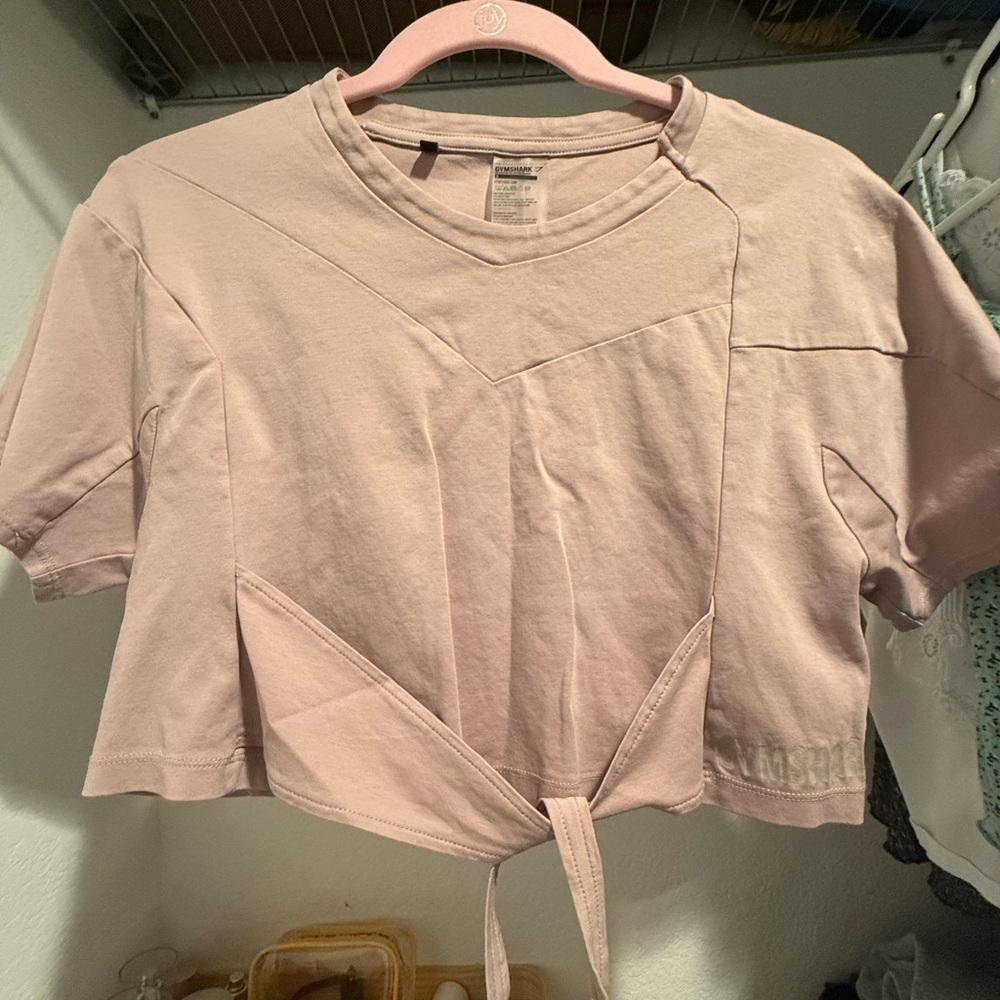 Gymshark Tan Crop Tie Front T-Shirt